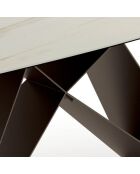 Table de salle à manger en verre Roma extensible marbre de calacatta/bronze - 200/280 cm