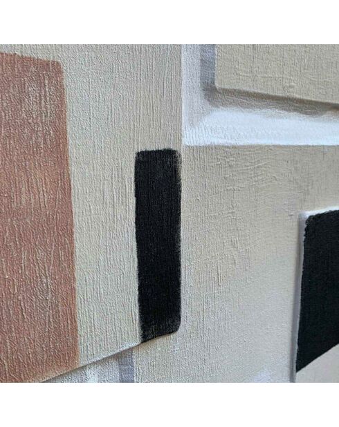 Peinture abstraite d'Albenga peinte à la main ivoire, poudre/noir - 90 x 3,5 x 120 cm