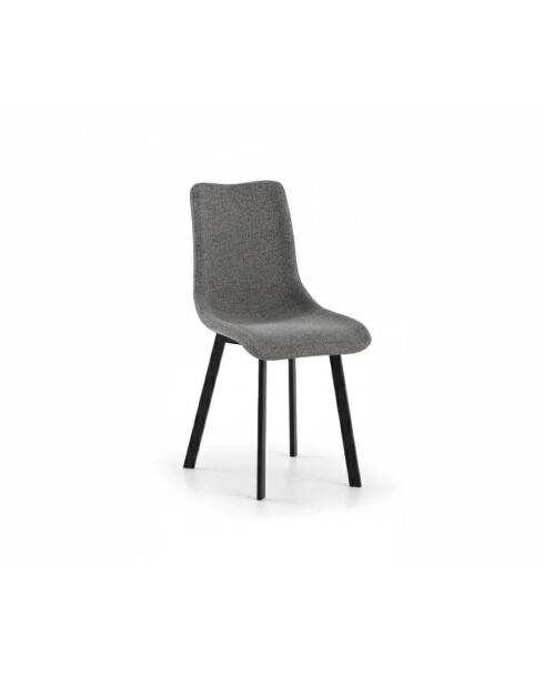 Ensemble de 4 chaises de salle à manger rembourrées en tissu Taranto gris foncé/noir - 56 x 45 x 86 cm