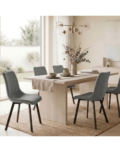 Ensemble de 4 chaises de salle à manger rembourrées en tissu Taranto gris foncé/noir - 56 x 45 x 86 cm