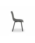 Ensemble de 4 chaises de salle à manger rembourrées en tissu Taranto gris foncé/noir - 56 x 45 x 86 cm
