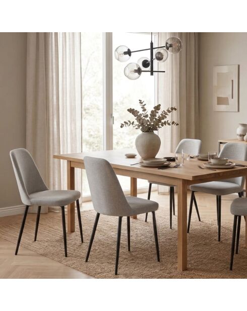 Ensemble de 4 chaises de salle à manger revêtues de tissu avec structure en métal Avellino gris /noir - 46 x 55 x 85 cm