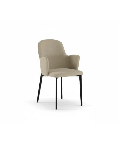 Ensemble de 4 chaises de salle à manger revêtues de tissu Bressanone beige/noir - 62,5 x 53,5 x 80 cm