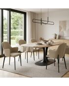 Ensemble de 4 chaises de salle à manger revêtues de tissu Bressanone beige/noir - 62,5 x 53,5 x 80 cm