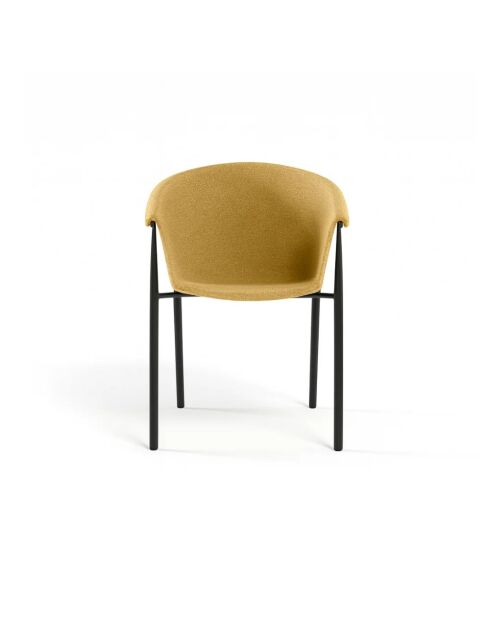 Ensemble de 2 chaises de salle à manger revêtues de tissu avec structure en métal Biella jaune/noir - 56 x 58 x 79 cm