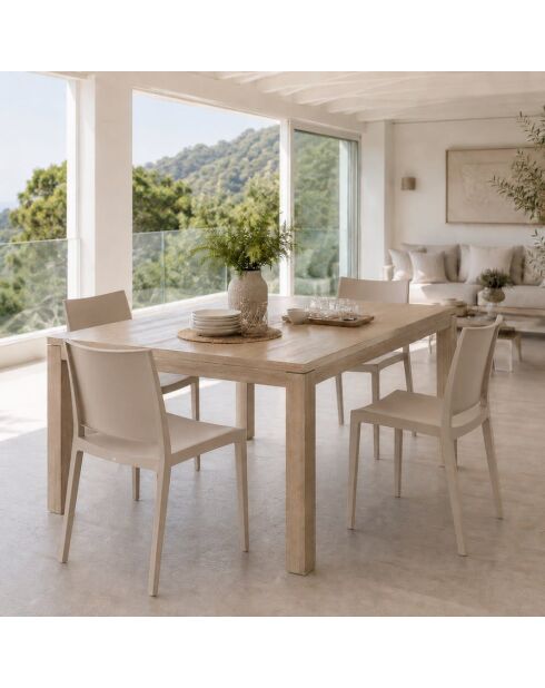 Ensemble de 2 chaises Arona empilables pour une utilisation intérieure et extérieure beige - 46 x 56 x 82 cm