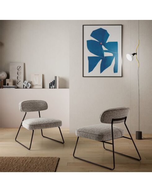 Ensemble de 2 chaises en tissu Sora à piètement luge gris - 65 x 74 x 72 cm