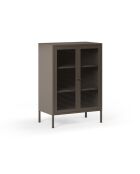 Buffet à 2 portes Piombino en métal et verre trempé moka - 70 x 40 x 100 cm
