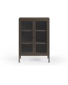 Buffet à 2 portes Piombino en métal et verre trempé moka - 70 x 40 x 100 cm