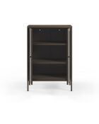 Buffet à 2 portes Piombino en métal et verre trempé moka - 70 x 40 x 100 cm