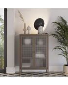 Buffet à 2 portes Piombino en métal et verre trempé moka - 70 x 40 x 100 cm