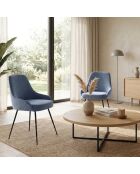Chaise de salle à manger avec structure en métal Alba bleu - 49,5 x 48,5 x 80 cm