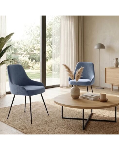 Chaise de salle à manger avec structure en métal Alba bleu - 49,5 x 48,5 x 80 cm