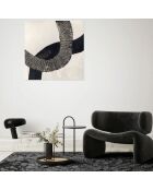 Peinture abstraite Praiano Uno peinte à la main noir, blanc/gris - 80 x 3,8 x 80 cm