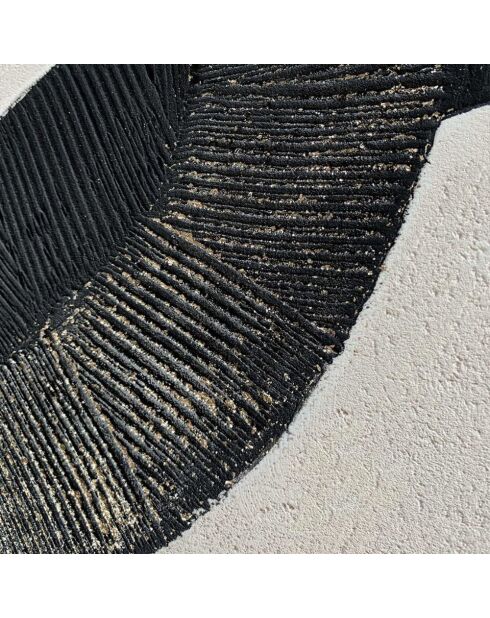 Peinture abstraite Praiano Uno peinte à la main noir, blanc/gris - 80 x 3,8 x 80 cm
