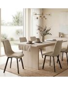 Ensemble de 4 chaises de salle à manger rembourrées en tissu Taranto beige/noir - 56 x 45 x 86 cm