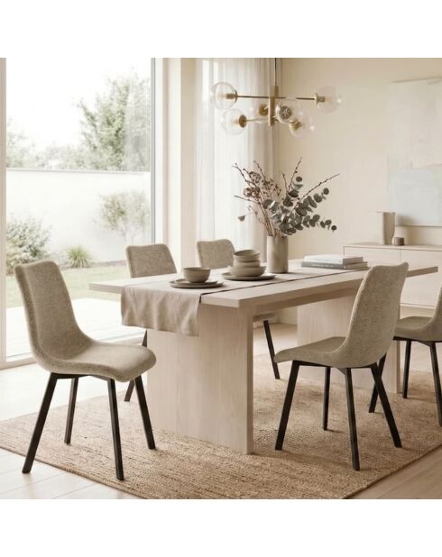 Ensemble de 4 chaises de salle à manger rembourrées en tissu Taranto beige/noir - 56 x 45 x 86 cm