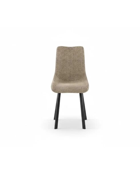 Ensemble de 4 chaises de salle à manger rembourrées en tissu Taranto beige/noir - 56 x 45 x 86 cm