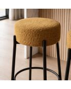 Ensemble de 2 tabourets de bar et de cuisine en tissu Tropea ocre/noir - 41 x 41 x 67 cm
