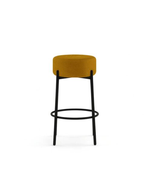 Ensemble de 2 tabourets de bar et de cuisine en tissu Tropea ocre/noir - 41 x 41 x 67 cm