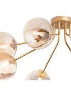 Plafonnier métallique Surbo avec huit diffuseurs en verre laiton - 85 x 80,8 x 28 cm