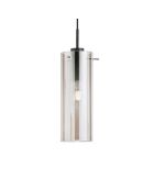 Suspension Dorgali en métal avec diffuseur en verre simple noir - 10 x 10 x 33 cm