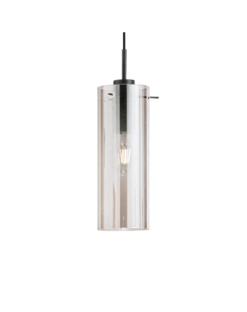Suspension Dorgali en métal avec diffuseur en verre simple noir - 10 x 10 x 33 cm