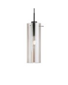 Suspension Dorgali en métal avec diffuseur en verre simple noir - 10 x 10 x 33 cm