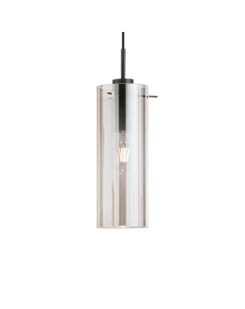 Suspension Dorgali en métal avec diffuseur en verre simple noir - 10 x 10 x 33 cm