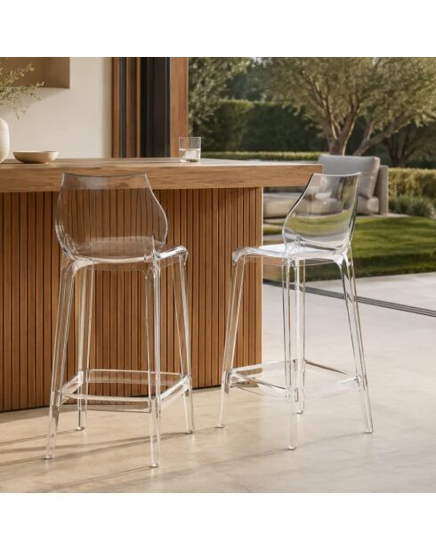 Lot de 2 tabourets d'extérieur Mattinata transparent neutre - 45,3 x 49,8 x 90,1 cm