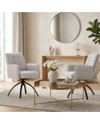 Ensemble de 2 fauteuils Amantea en tissu avec pieds en métal gris - 56 x 63 x 85 cm