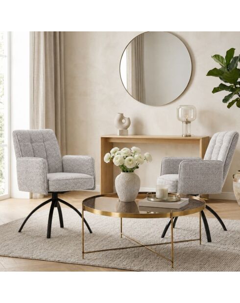 Ensemble de 2 fauteuils Amantea en tissu avec pieds en métal gris - 56 x 63 x 85 cm