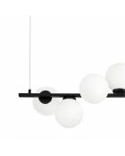 Suspension en métal Bordighera avec diffuseurs en verre noir - 120 x 32 x 32 cm