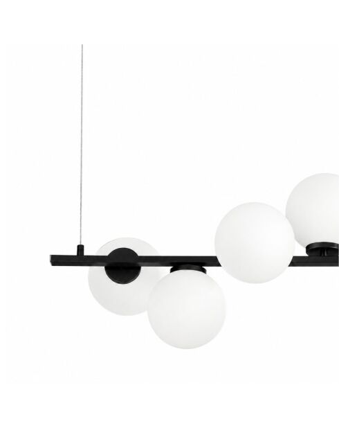 Suspension en métal Bordighera avec diffuseurs en verre noir - 120 x 32 x 32 cm