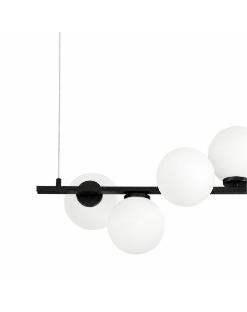 Suspension en métal Bordighera avec diffuseurs en verre noir - 120 x 32 x 32 cm