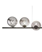 Suspension Surbo en métal avec huit diffuseurs en verre noir - 145 x 33,5 x 15 cm
