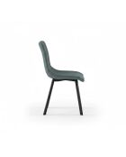 Ensemble de 4 chaises de salle à manger rembourrées en tissu Taranto aigue - marine/noir - 56 x 45 x 86 cm