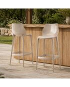 Lot de 2 tabourets d'extérieur Mattinata cappuccino - 45,3 x 49,8 x 90,1 cm
