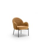 Chaise Adria en tissu bouclé avec structure en métal peint ocre/noir - 72 x 69 x 82 cm