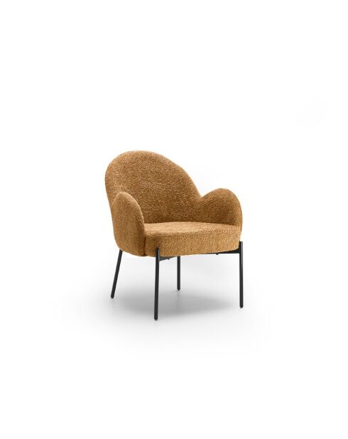 Chaise Adria en tissu bouclé avec structure en métal peint ocre/noir - 72 x 69 x 82 cm