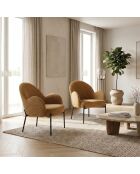 Chaise Adria en tissu bouclé avec structure en métal peint ocre/noir - 72 x 69 x 82 cm