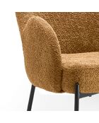 Chaise Adria en tissu bouclé avec structure en métal peint ocre/noir - 72 x 69 x 82 cm