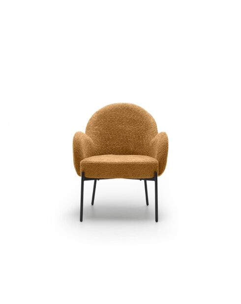 Chaise Adria en tissu bouclé avec structure en métal peint ocre/noir - 72 x 69 x 82 cm