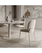 Ensemble de 4 chaises en tissu Castro avec pieds en métal beige - 51 x 60 x 85 cm
