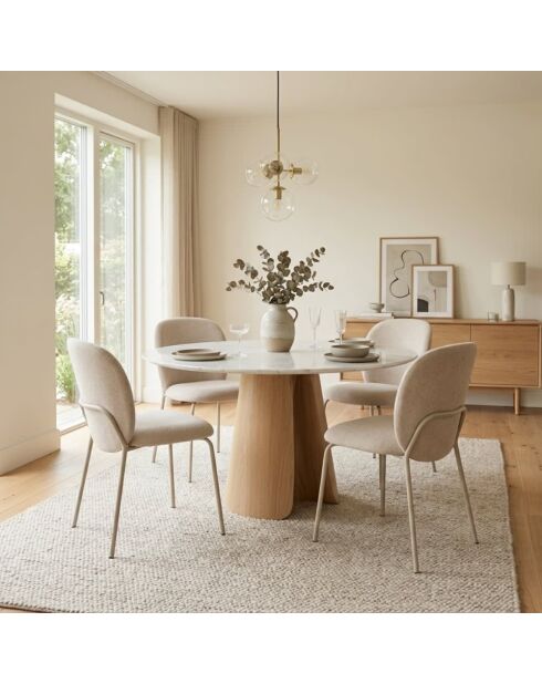 Ensemble de 4 chaises en tissu Castro avec pieds en métal beige - 51 x 60 x 85 cm