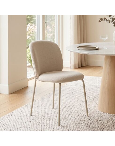 Ensemble de 4 chaises en tissu Castro avec pieds en métal beige - 51 x 60 x 85 cm