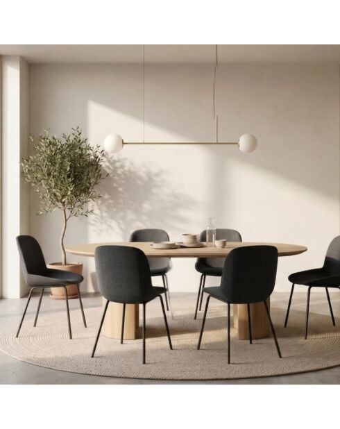 Ensemble de 4 chaises de salle à manger rembourrées en tissu Abano gris foncé/noir - 46 x 57 x 80 cm