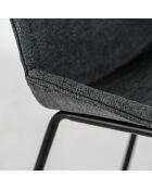 Ensemble de 4 chaises de salle à manger rembourrées en tissu Abano gris foncé/noir - 46 x 57 x 80 cm