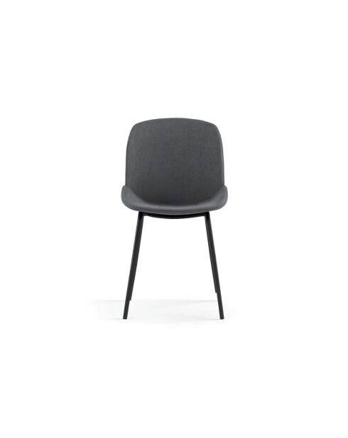 Ensemble de 4 chaises de salle à manger rembourrées en tissu Abano gris foncé/noir - 46 x 57 x 80 cm