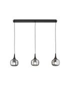 Suspension linéaire Latiano en métal et trois diffuseurs en verre gris/noir - 97 x 14 x 27 cm
